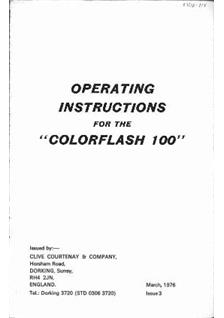 Courtenay Ltd Colorflash 100 manual. Camera Instructions.